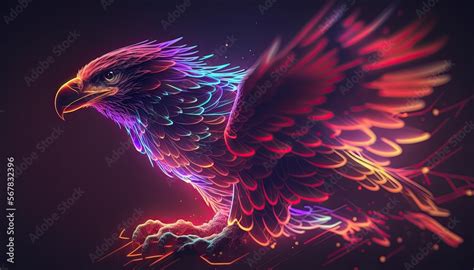 Abstract neon light Eagle, artwork design, digital art, wallpaper ...