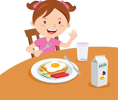 Eating Child Breakfast Cartoon Illustrations, Royalty-Free Vector Graphics & Clip Art - iStock