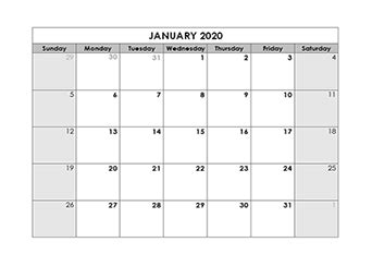 Printable Blank Monthly Calendar Template