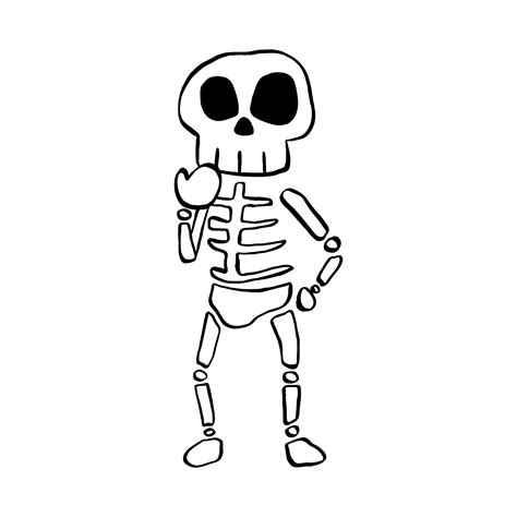 Vector illustration of Halloween Skeleton cartoon line on white background. 11257788 Vector Art ...