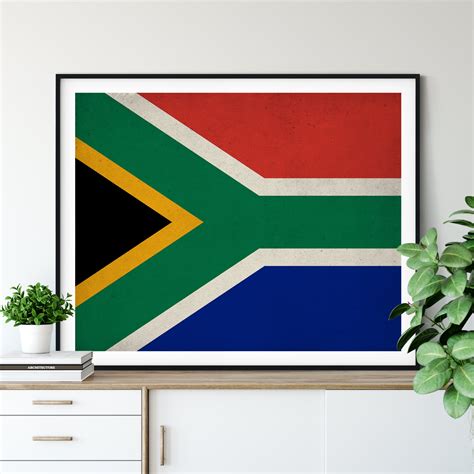 South Africa Flag Print, South African Flag Art, Flag Poster, Flag Wall Art, South African Art ...