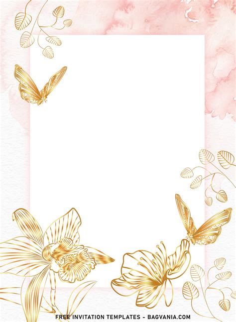 8+ Sparkling Gold Butterfly And Flower Birthday Invitation Templates | FREE Printable Birthday ...