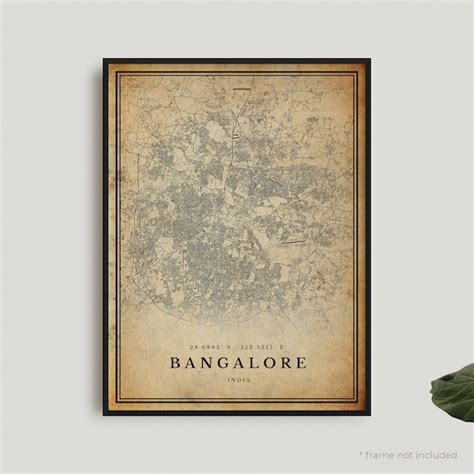 Bangalore Vintage Map Print Bangalore Retro Map Poster | Etsy