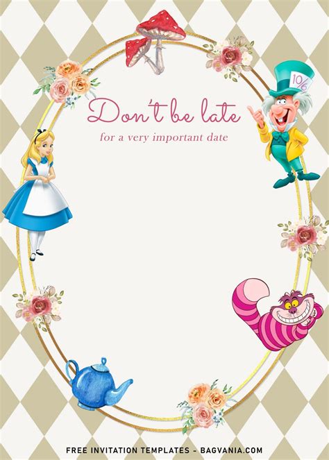 8+ Vintage Alice In Wonderland Birthday Invitation Templates | FREE Printable Birthday ...