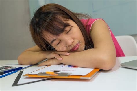 Office Girl Take a Nap after Lunch Stock Photo - Image of document, adult: 100495810