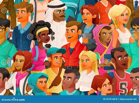 Crowd Diversity Cartoon Composition Stock Vector - Illustration of african, trendy: 251914870