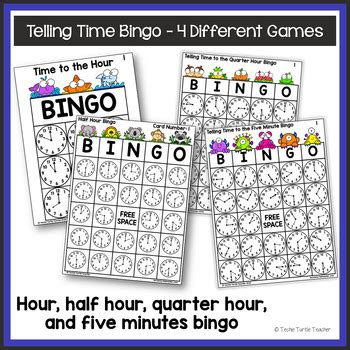 Telling Time Game Bundle - Hour, Half-Hour, Quarter-Hour, Five Minutes ...