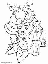 Christmas Tree With Santa Coloring Page Pages sketch template