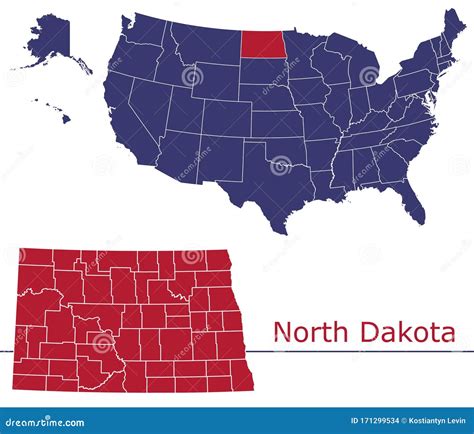 North Dakota Counties Vector Map Stock Vector - Illustration of ...