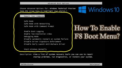 How To Enable F8 Boot Menu in Microsoft Windows 10 Tutorial - The Teacher