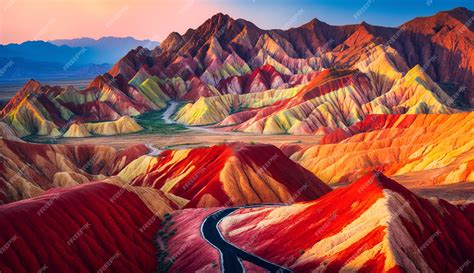 Premium Photo | Zhangye Danxia Geopark China wallpaper image Ai ...