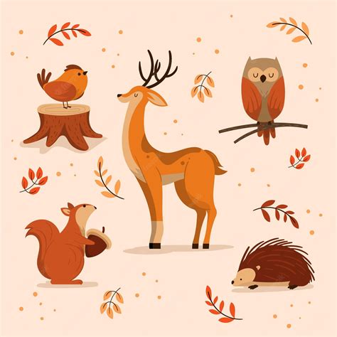 Free Vector | Autumn animals collection