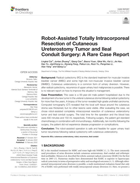 (PDF) Robot-Assisted Totally Intracorporeal Resection of Cutaneous Ureterostomy Tumor and Ileal ...