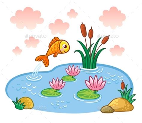 Cartoon Fish Jumping Out Of Water Drawing