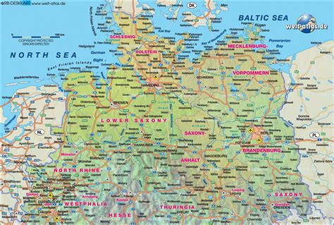 North Germany map - Map of Germany north (Western Europe - Europe)