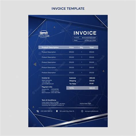 Free Vector | Gradient car rental invoice