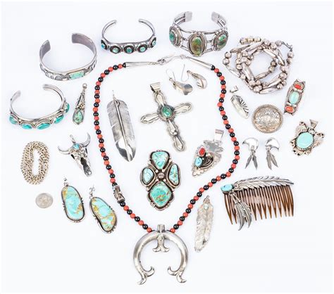 Lot 273: 22 Pcs Native American; Mexican Jewelry | Case Auctions