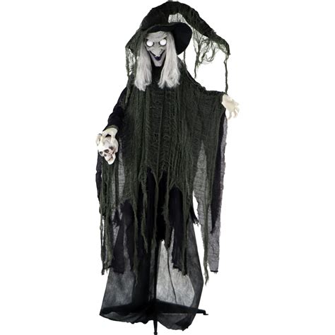 6 ft Animated Standing Witch Halloween Animatronic - town-green.com