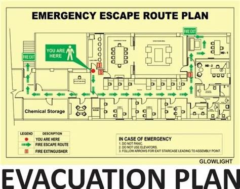 Paper Rectangular Fire Evacuation Plan Fire Signs, Dimension: 420 X 297 ...