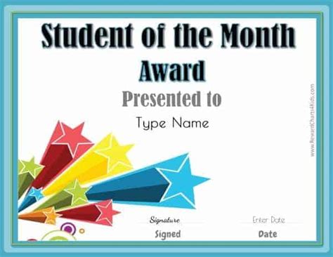 Free Student of the Month Certificate