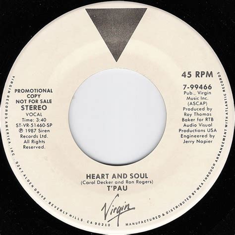 T'Pau – Heart And Soul (1987, Vinyl) - Discogs