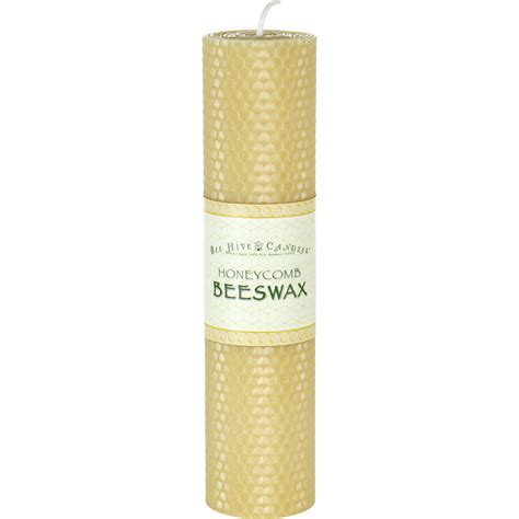 2" x 8" Honeycomb Beeswax Pillar Candle | BeeHiveCandles.com