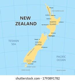 Detailed New Zealand Physical Map Stock Vector (Royalty Free) 1793891782 | Shutterstock