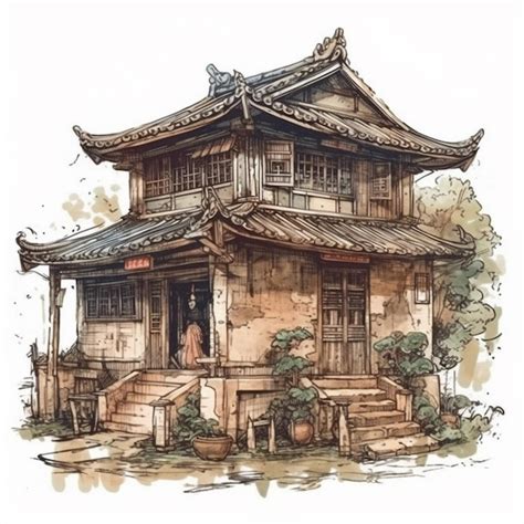 Premium Photo | Watercolor painting of an antique old house