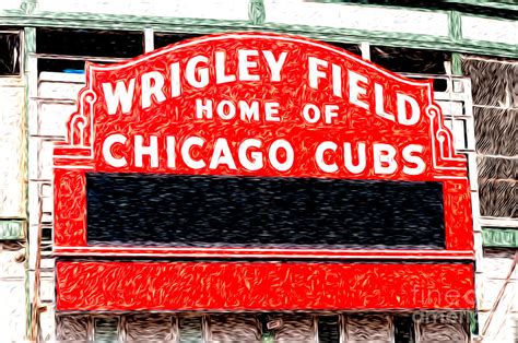 Wrigley Field Chicago Cubs Sign Digital Painting Photograph by Paul Velgos - Pixels