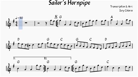 Sailor's Hornpipe - G Major - Sheet Music - YouTube