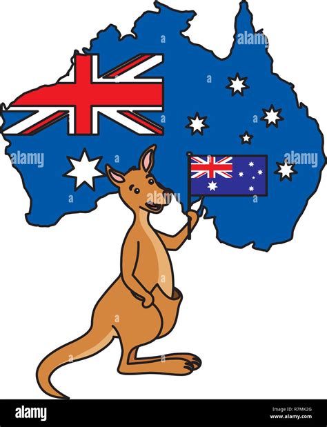 kangaroo with hat australian flag map Stock Vector Image & Art - Alamy