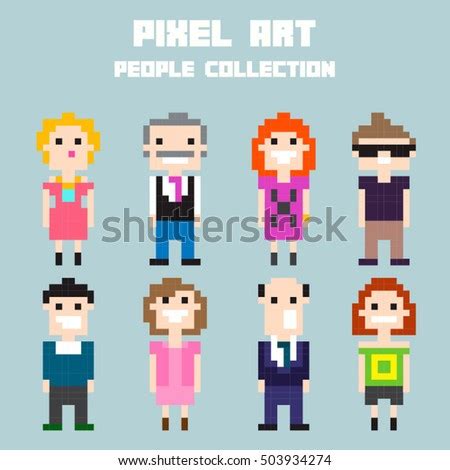 Set Pixel Art People Collection Vector - 503934274 : Shutterstock