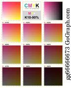 80 Cmyk Color Swatch Chart Magenta And Yellow Clip Art | Royalty Free - GoGraph