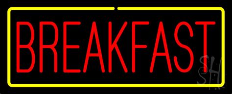 Red Breakfast with Yellow Border Neon Sign - Breakfast Neon Signs - Everything Neon