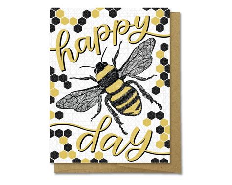 Happy Bee Day Card Birthday Card Bee Card B-day Card - Etsy