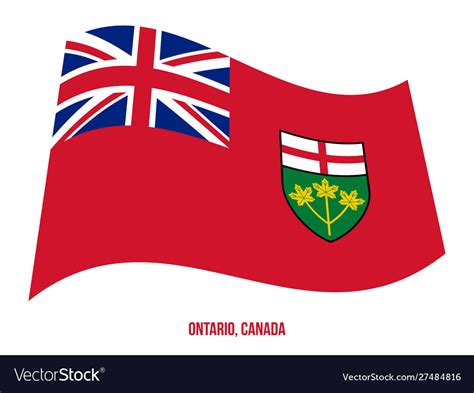 Ontario flag waving on white background provinces Vector Image