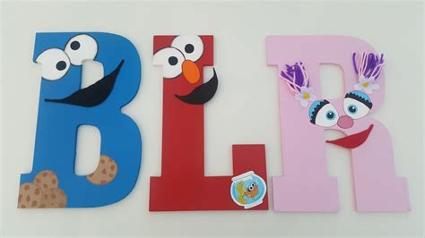 Sesame Street - Cookie Monster, Elmo and Abby Wood Letter Sesame Street ...