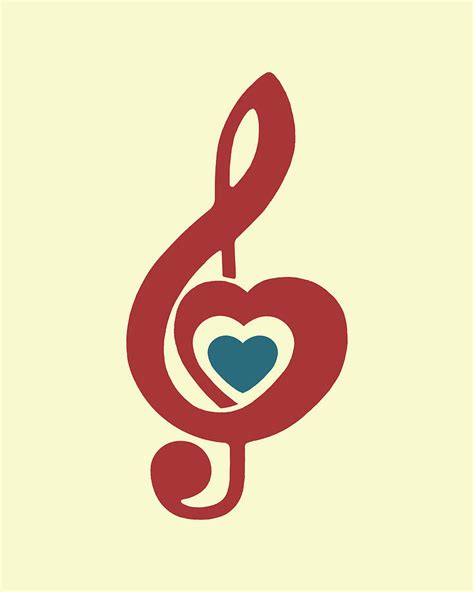 Illustration with symbol of musical note with heart shape Drawing by ...