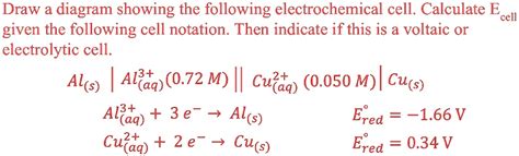 SOLVED: Draw a diagram showing the following electrochemical cell. Calculate Ecell given the ...