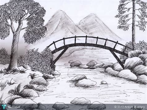 This one is easy to make. A good start for beginners | Landscape drawings, Landscape sketch ...