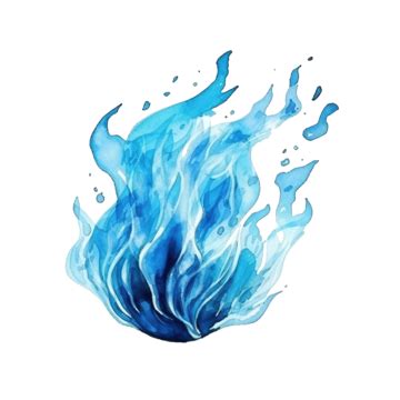 Watercolor Painted Blazing Blue Flame Fire Fireball Illustration ...