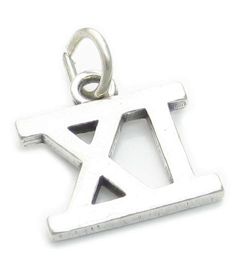 Roman Numeral Number 11 sterling silver charm .925 x1 XI Numerals charms --SFP