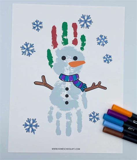 Snowman Handprint Template for Preschoolers (free printable)