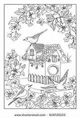 Free Birdhouse Coloring Pages sketch template