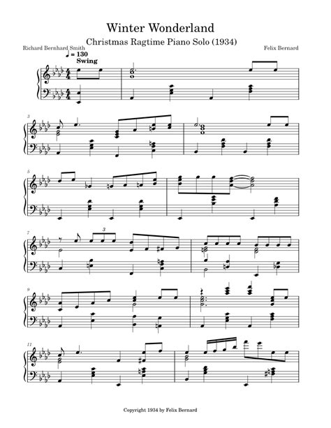 🎄Winter Wonderland 🎄by Felix Bernard (1934) Sheet music for Piano (Solo ...