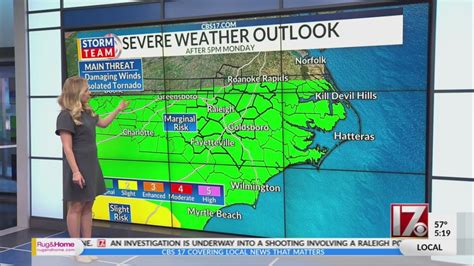 Level 1 severe storm risk in central NC Monday