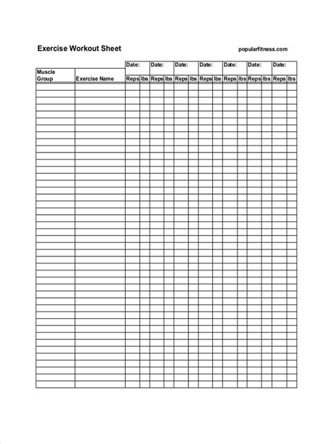 Gym Workout Sheet Pdf | EOUA Blog