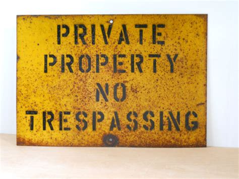 Vintage Metal Sign • Private Property No Trespassing Sign • Rustic ...