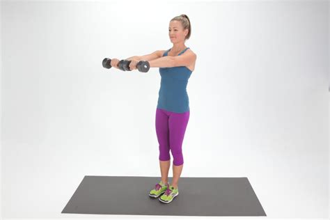 Dumbbell Front-Arm Raise | How Do I Work My Arms With Dumbbells? | POPSUGAR Fitness Photo 10