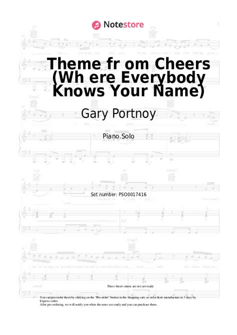 Theme from Cheers (Wh ere Everybody Knows Your Name) piano sheet music ...